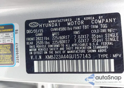 2016 Hyundai Tucson Se из США, поврежденный, VIN KM8J23A44GU157143